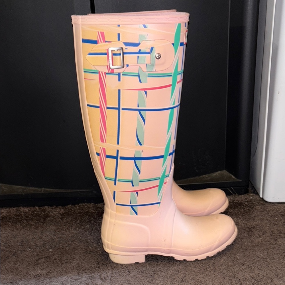 Hunter Pastel Plaid Tall Boots